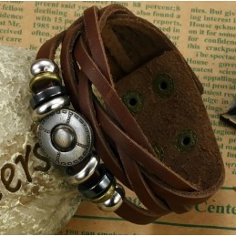 Pulseira Masculina Retrô De Couro De Titânio, Vendendo Bem Em Todo O Mundo