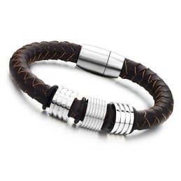 Pulseira De Couro De Titânio Marrom De Alta Qualidade