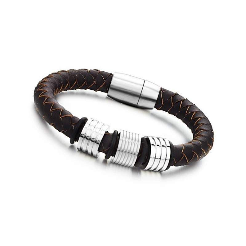 Pulseira De Couro De Titânio Marrom De Alta Qualidade Pulseira De Couro De Titânio Marrom De Alta Qualidade
