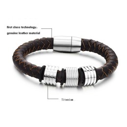 Pulseira De Couro De Titânio Marrom De Alta Qualidade