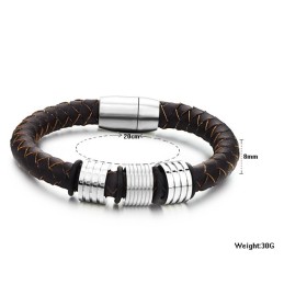 Pulseira De Couro De Titânio Marrom De Alta Qualidade