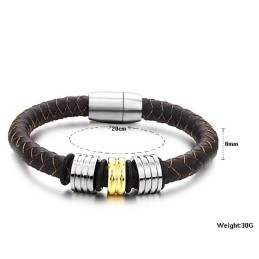 Pulseira De Couro De Titânio Marrom The Queen Of Quality