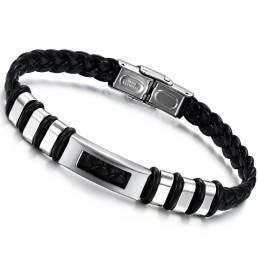Pulseira Masculina De Couro De Titânio Fácil De Usar