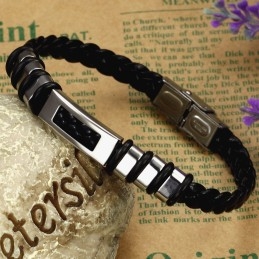 Pulseira Masculina De Couro De Titânio Fácil De Usar