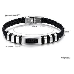 Pulseira Masculina De Couro De Titânio Fácil De Usar