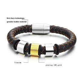 Pulseira De Couro De Titânio Marrom De Grandes Variedades