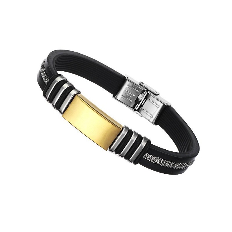 Pulseira Masculina De Titânio E Silicone De Renome Mundial