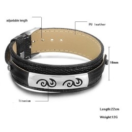Pulseira De Couro De Titânio Preto De Grandes Variedades
