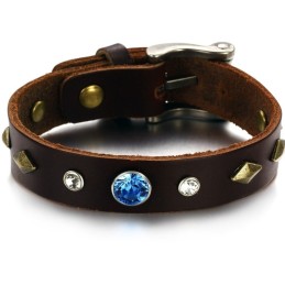 Pulseira De Couro De Titânio Retrô Durável Com Strass