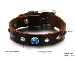 Pulseira De Couro De Titânio Retrô Durável Com Strass
