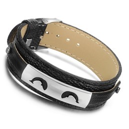 Pulseira De Couro De Titânio Preto Vendendo Bem Em Todo O Mundo