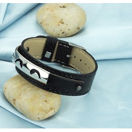 Pulseira De Couro De Titânio Preto Vendendo Bem Em Todo O Mundo