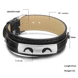 Pulseira De Couro De Titânio Preto Vendendo Bem Em Todo O Mundo