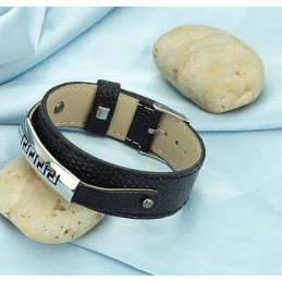 Pulseira De Couro De Titânio Preto De Qualidade Superior