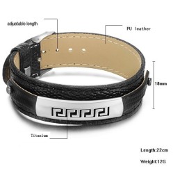 Pulseira De Couro De Titânio Preto De Qualidade Superior