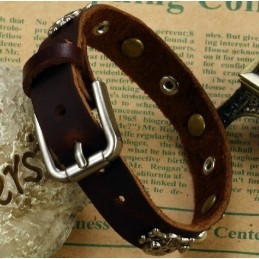 Pulseira De Couro De Titânio Retrô Masculina De Qualidade Estável