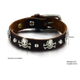 Pulseira De Couro De Titânio Retrô Masculina De Qualidade Estável