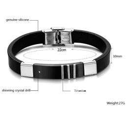 Pulseira De Couro De Titânio Preto Durável Em Uso