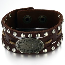 Pulseira Masculina Retrô De Couro De Titânio Com Qualidade E Quantidade Garantidas