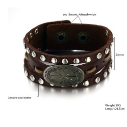 Pulseira Masculina Retrô De Couro De Titânio Com Qualidade E Quantidade Garantidas