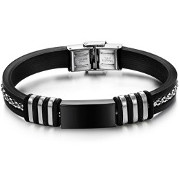Pulseira De Silicone De Titânio Preta Durável Em Uso