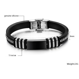 Pulseira De Silicone De Titânio Preta Durável Em Uso