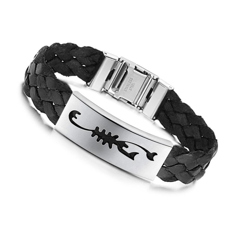 Pulseira De Couro De Titânio Scorpio Masculino Fácil De Usar Pulseira De Couro De Titânio Scorpio Masculino Fácil De Usar