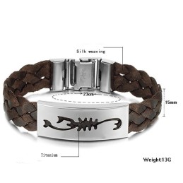 Pulseira De Couro De Titânio Scorpio Masculino Fácil De Usar