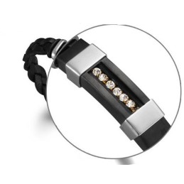 Pulseira Masculina De Couro De Titânio Preto De Reputação Confiável