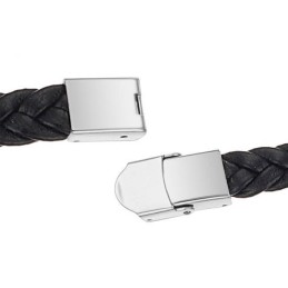 Pulseira Masculina De Couro De Titânio Preto De Reputação Confiável