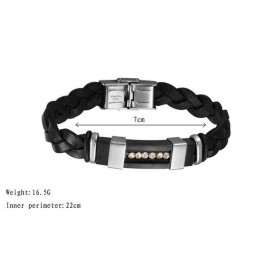Pulseira Masculina De Couro De Titânio Preto De Reputação Confiável