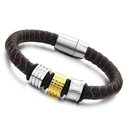 Pulseira Masculina De Couro De Titânio Marrom Com Qualidade E Quantidade Garantidas