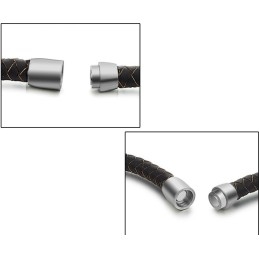 Pulseira Masculina De Couro De Titânio Marrom Com Qualidade E Quantidade Garantidas