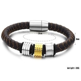 Pulseira Masculina De Couro De Titânio Marrom Com Qualidade E Quantidade Garantidas