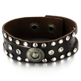 Pulseira Masculina Retrô De Couro De Titânio De Excelente Qualidade