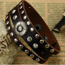 Pulseira Masculina Retrô De Couro De Titânio De Excelente Qualidade