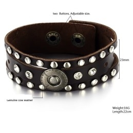 Pulseira Masculina Retrô De Couro De Titânio De Excelente Qualidade