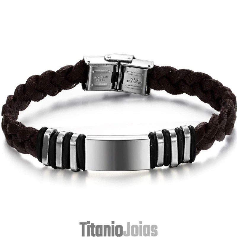 Pulseira De Couro De Titânio Marrom De Qualidade Confiável Pulseira De Couro De Titânio Marrom De Qualidade Confiável