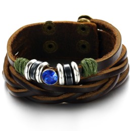 Pulseira De Couro De Titânio Com Strass Completa Em Especificações