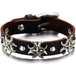 Pulseira De Couro De Titânio Queen Of Quality Cross