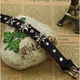Pulseira De Couro De Titânio Queen Of Quality Cross
