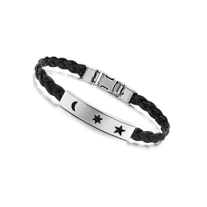 Pulseira De Couro De Titânio Durável Em Uso Pulseira De Couro De Titânio Durável Em Uso
