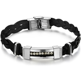 Pulseira De Couro De Titânio Com Strass, Vendendo Bem Em Todo O Mundo