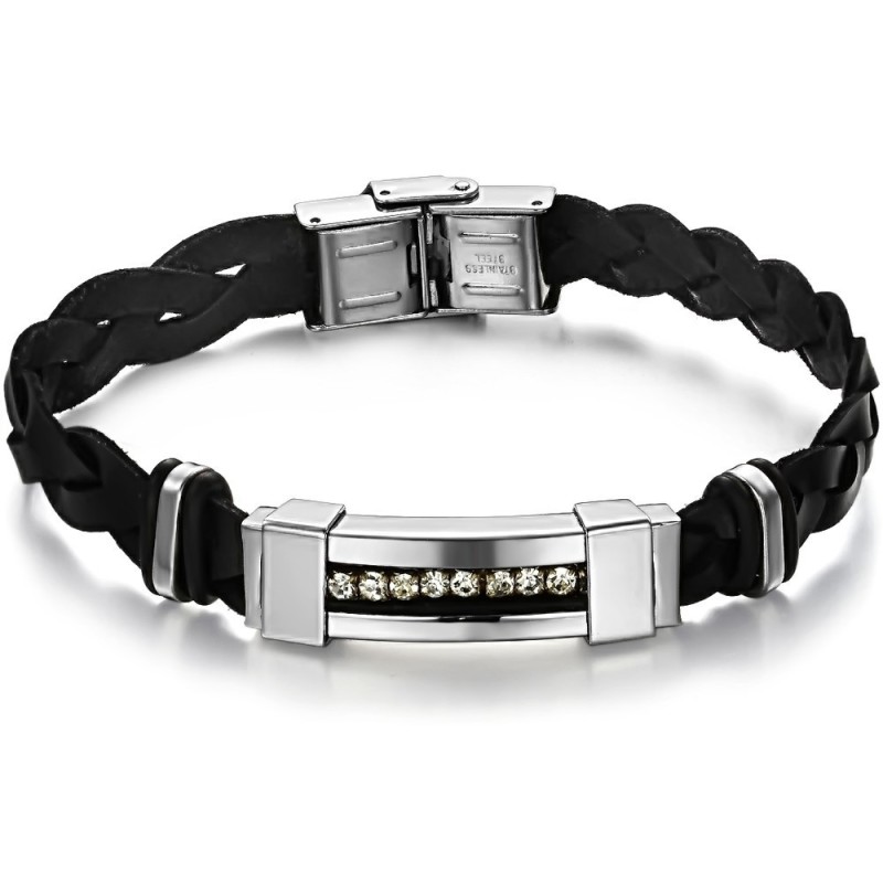 Pulseira De Couro De Titânio Com Strass, Vendendo Bem Em Todo O Mundo Pulseira De Couro De Titânio Com Strass, Vendendo Bem Em Todo O Mundo