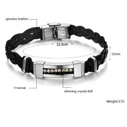 Pulseira De Couro De Titânio Com Strass, Vendendo Bem Em Todo O Mundo
