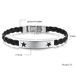 Pulseira De Couro De Titânio Em Formato De Estrela Feminina De Reputação Confiável
