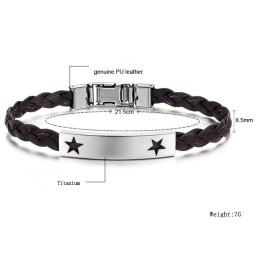 Pulseira De Couro De Titânio Em Formato De Estrela Feminina De Reputação Confiável