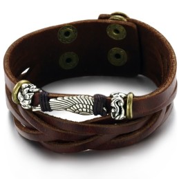 Pulseira Masculina De Couro De Titânio De Alta Qualidade