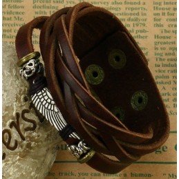 Pulseira Masculina De Couro De Titânio De Alta Qualidade