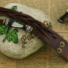 Pulseira Masculina De Couro De Titânio De Alta Qualidade